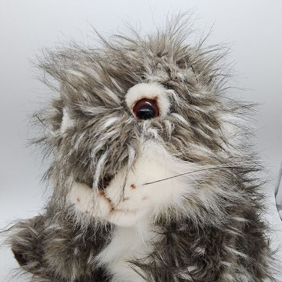 Walmart Realistic Bunny Rabbit Plush 18" Long Gray White Fur Sits Stuffed Animal - Picture 11 of 14